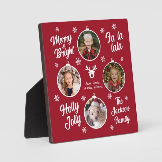 4 Foto: Collage Kerstmis Red Plaque Fotoplaat (Voorkant)