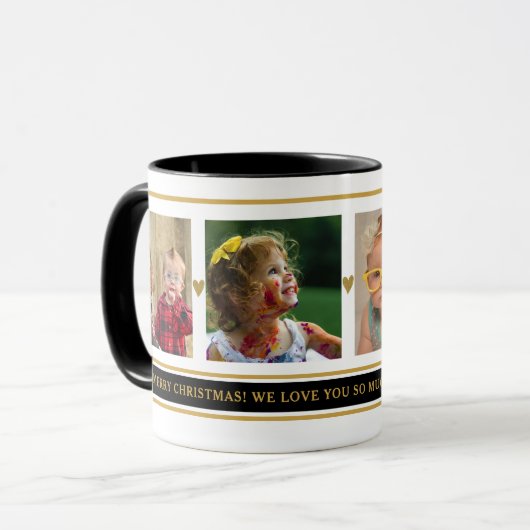 4 Foto-collage kleinkinderen, kleinouders, Kerstmi Mok (Voorkant links)