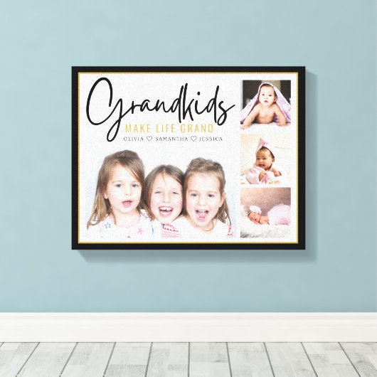 4 Foto-collage kleinkinderen maken het levensgrote Canvas Afdruk (Insitu (Houten vloer))