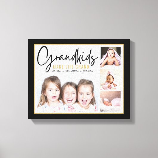 4 Foto-collage kleinkinderen maken het levensgrote Canvas Afdruk (Voorkant)