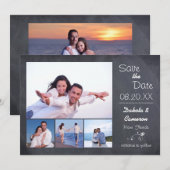 4 foto collage krijtbord - Bewaar de datum Save The Date (Voorkant / Achterkant)