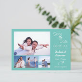 4 foto collage Lichtblauw - 3x5 Save the Date (Staand voorkant)