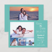 4 foto collage Lichtblauw - 3x5 Save the Date (Voorkant / Achterkant)