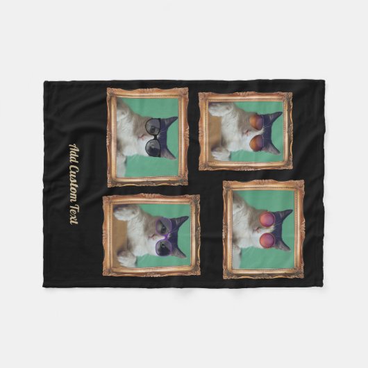 4 Foto Collage  Lijst Katten Dierenfamilie Fleece Deken (Voorkant (Horizontaal))