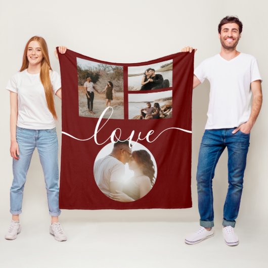 4 Foto Collage Love Persoonlijk Fleece Deken (In situ)