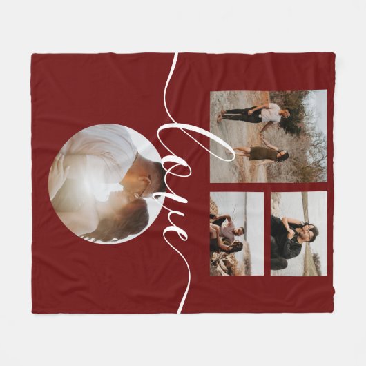 4 Foto Collage Love Persoonlijk Fleece Deken (Voorkant (Horizontaal))