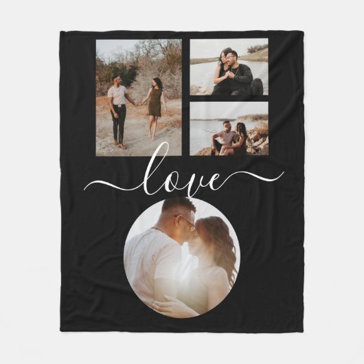4 Foto Collage Love Persoonlijk Fleece Deken (Voorkant)