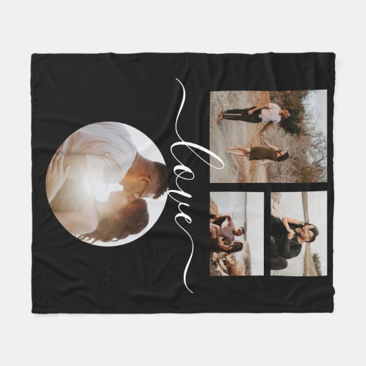 4 Foto Collage Love Persoonlijk Fleece Deken (Voorkant (Horizontaal))