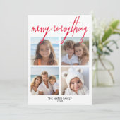 4 Foto Collage Merry Alles Minimale Rood Feestdagenkaart (Staand voorkant)