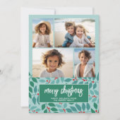 4 Foto-collage - Merry-kerst botanische pasta Feestdagenkaart (Voorkant)