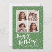 4 Foto Collage Merry kerst Whimsical Polkadot Feestdagenkaart (Voorkant)