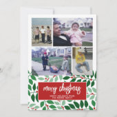 4 Foto-collage - Merry Kerstbotanical Red Feestdagenkaart (Voorkant)