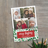 4 Foto-collage - Merry Kerstbotanical Red Feestdagenkaart
