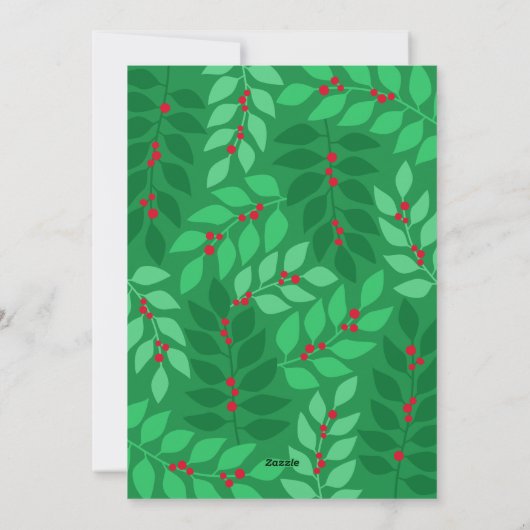 4 Foto-collage - Merry Kerstbotanical Red Feestdagenkaart (Achterkant)