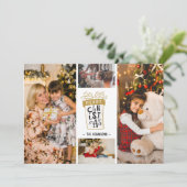 4 Foto Collage Merry kerstcadeau Aangepaste naam Feestdagenkaart (Staand voorkant)