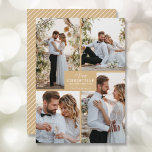 4 Foto Collage Merry Kerstmis Feestdagenkaart<br><div class="desc">Uw achternaam en de groet Zacht Kerstmis en Gelukkig Nieuwjaar in het krijt met uw favoriete vier fotocollage op de voorkant en uw voornamen op de achterkant van deze feestelijke groet kaarten. MEER KLEUREN in onze winkel. De Live Design Service kan u indien nodig helpen met de lay-out van uw...</div>