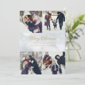 4 Foto Collage Merry Winter Frost Feestdagenkaart (Staand voorkant)