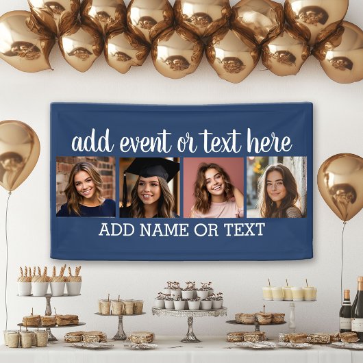 4 foto-collage met 2 regels tekst - Feest Spandoek