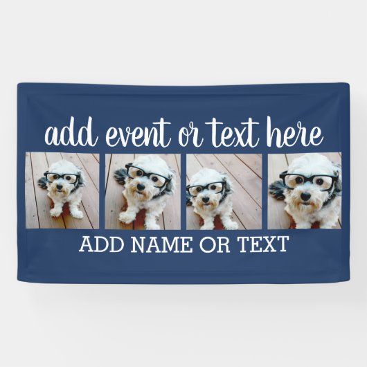 4 Foto collage met 2 regels tekst - Partij Spandoek (Horizontaal)