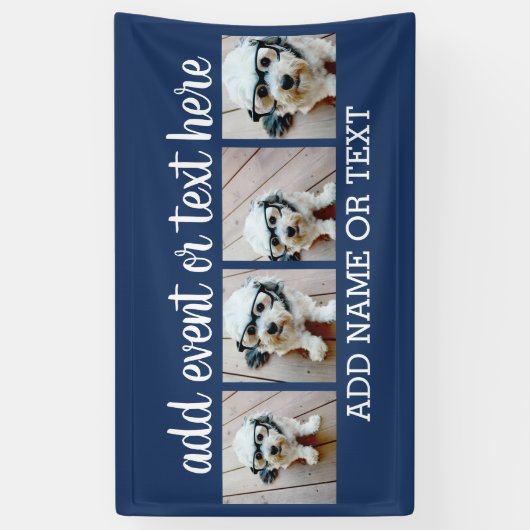 4 Foto collage met 2 regels tekst - Partij Spandoek (Verticaal)