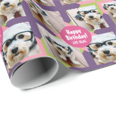 4 Foto collage met aangepaste naam voor een fijne  Cadeaupapier (Rol Hoek)