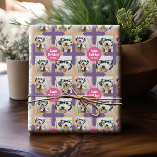 4 Foto collage met aangepaste naam voor een fijne  Cadeaupapier