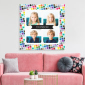 4 Foto collage met een funky kleurrijk vierkant pa Canvas Afdruk (Insitu (Woonkamer))