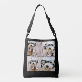 4 Foto collage met handgeschreven naam - zwart Crossbody Tas (Achterkant)