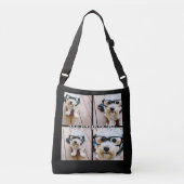 4 Foto collage met handgeschreven naam - zwart Crossbody Tas (Voorkant)