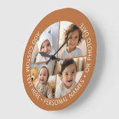 4 foto-collage met kromming aangepaste tekst rondo grote klok (Hoek)
