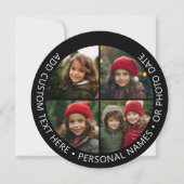 4 Foto Collage met Kromming Aangepaste Tekst Rondo Kaart (Voorkant)