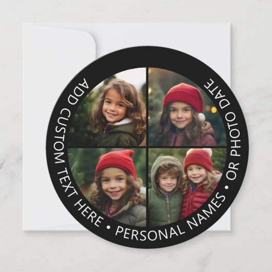 4 foto collage met kromming aangepaste tekst rondo kaart (Voorkant)