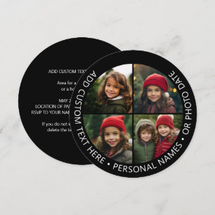 4 Foto Collage met Kromming Aangepaste Tekst Rondo Kaart