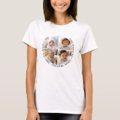 4 foto-collage met kromming aangepaste tekst rondo t-shirt (Voorkant)