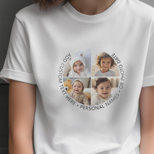 4 foto-collage met kromming aangepaste tekst rondo t-shirt