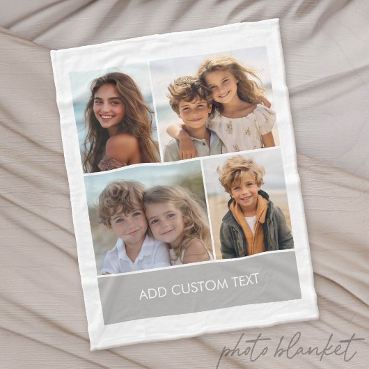 4 foto collage met modern tekstblok fleece deken