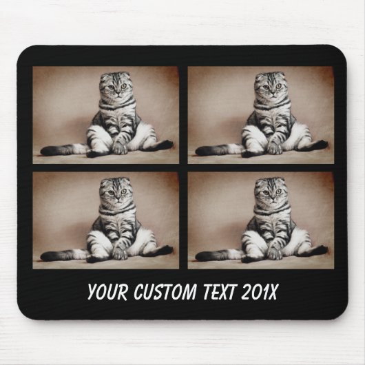 4 Foto Collage met text - kies achtergrond kleur Muismat (Voorkant)