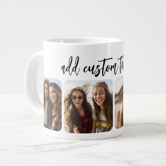 4 foto-collage met trendy bounce-script - wit grote koffiekop (Links)