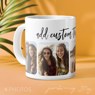 4 foto-collage met trendy bounce-script - wit grote koffiekop