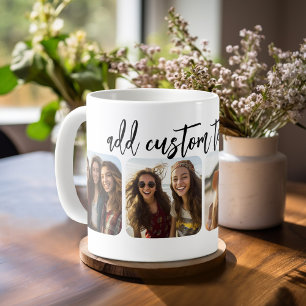 4 foto-collage met trendy bounce-script - wit koffiemok
