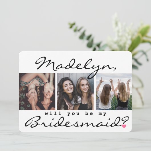 4 Foto-collage: Mijn Bridesmaid-voorstel Kaart (Staand voorkant)