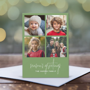 4 foto collage Minimaal Kerst groen seizoen Feestdagenkaart