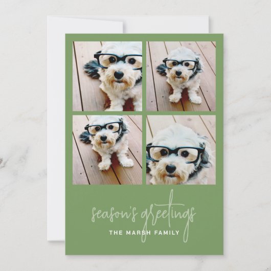 4 Foto-collage Minimale kerstperiode Feestdagenkaart (Voorkant)