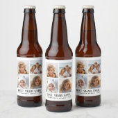 4 foto-collage minimalistisch - Best jaar ooit Bier Etiket (Flessen)