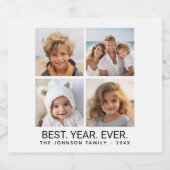 4 foto-collage minimalistisch - Best jaar ooit Bier Etiket (Enkel label)