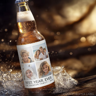 4 foto-collage minimalistisch - Best jaar ooit Bier Etiket
