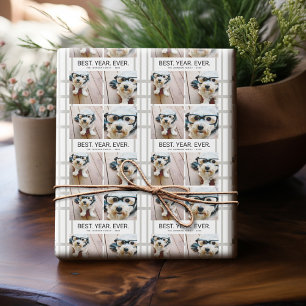 4 Foto Collage Minimalistisch - Bestes Jaar Ooit Cadeaupapier