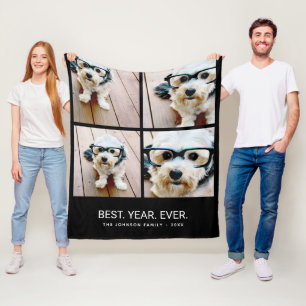 4 Foto Collage Minimalistisch - Bestes Jaar Ooit Fleece Deken