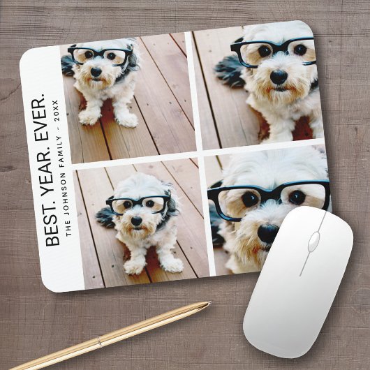 4 Foto Collage Minimalistisch - Bestes Jaar Ooit Muismat
