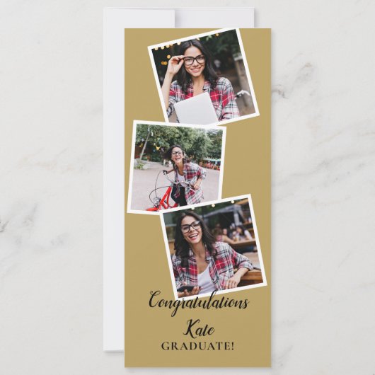 4 Foto Collage Modern Graduation Party Invitation Kaart (Achterkant)